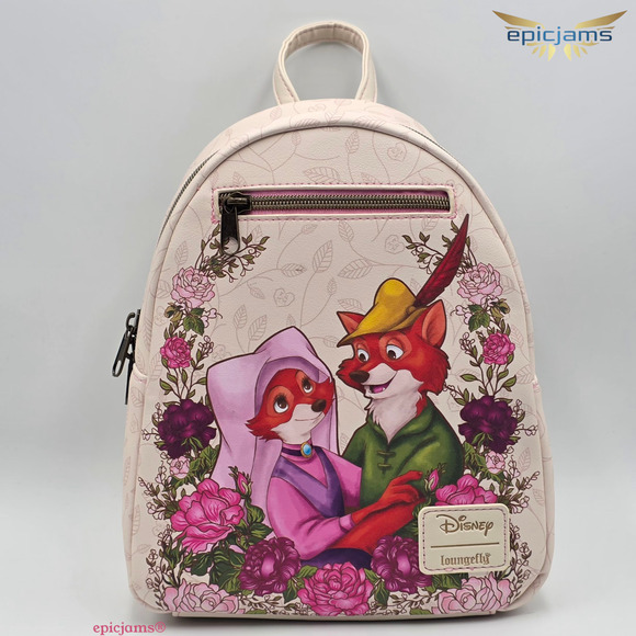 Loungefly Disney Robin Hood & Maid Marian Floral Love Mini Backpack Bag New - Picture 1 of 5